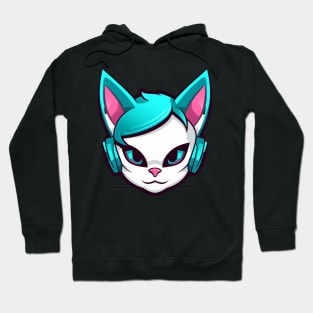 Cartoon Cat with Headphones Hoodie